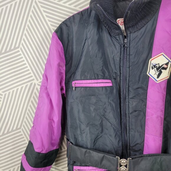 Vintage 70s Snowmobile Suit Womens Small One Piece Ski Snowsuit Purple Winter - Picture 6 of 11
